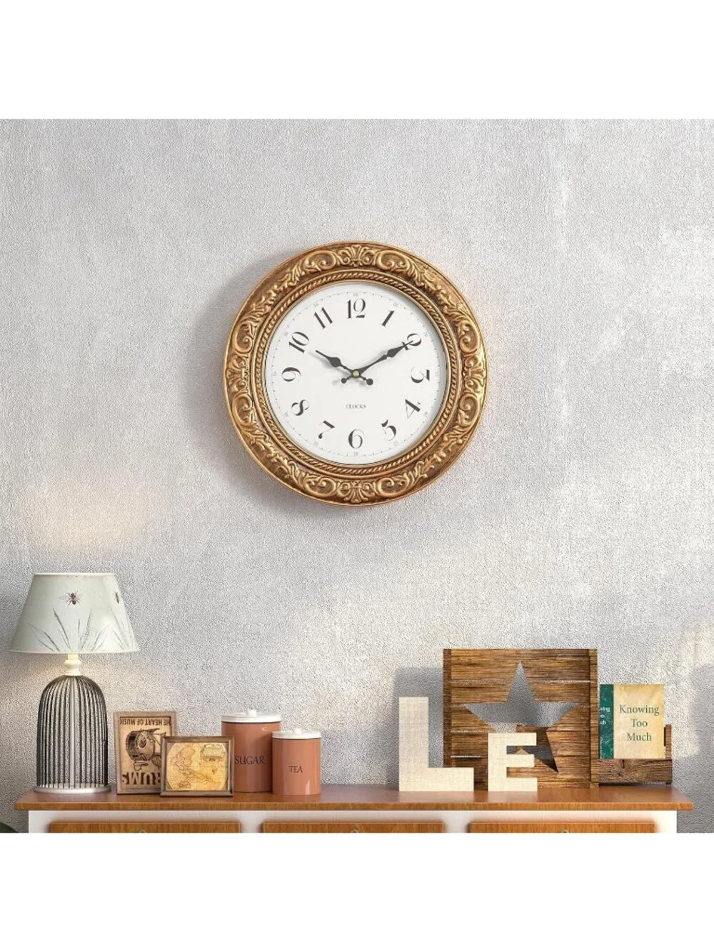 Home Gold Analog Quartz Battery Operated European Vintage Decorative Wall Clock